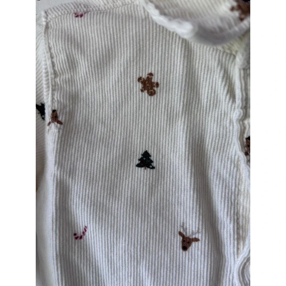 Old Navy Baby Boy 12-18m Corduroy Button Down Shirt Reindeer Christmas Tree
